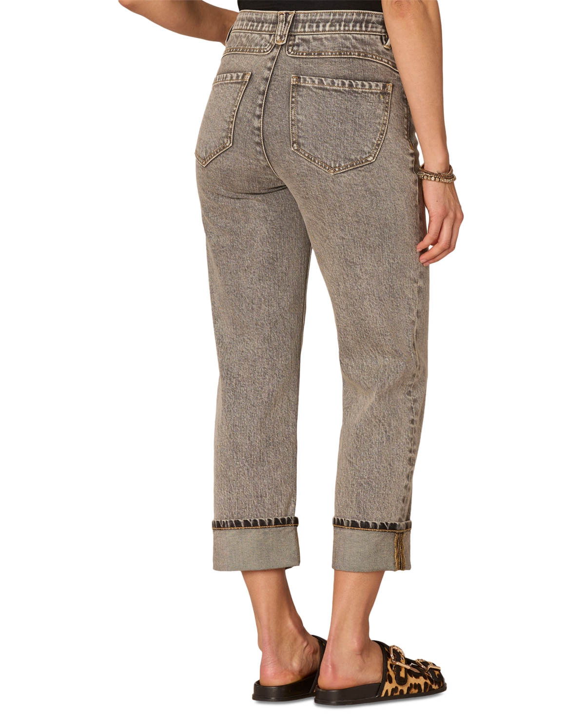 Democracy Petite "ab" Solution High Rise Cropped Boyfriend Jeans In Gray