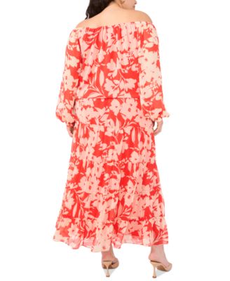 Plus Size Tiered Smocked-Waist Maxi Skirt