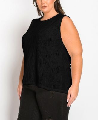 Plus Size Spiral Wave Texture Strappy Back Tank Top