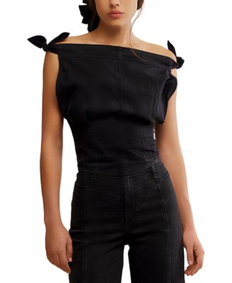 Free People - Women's Louie Cotton Denim Tie-Shoulder Top
