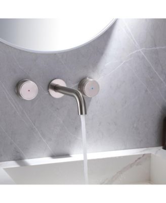 Two-Handle Wall-Mounted Bathroom Sink Faucet in Brushed Gold Finish