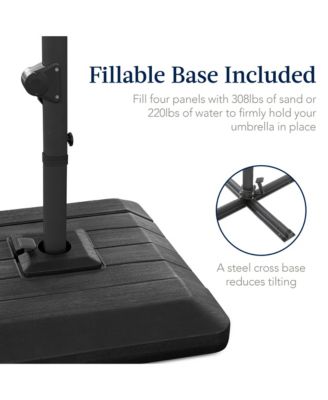 9x12ft 2-Tier Square Outdoor Solar LED Cantilever Umbrella w/ 360-Rotating Base  –