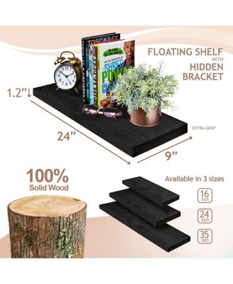 2 Pack 24" Solid Wood Floating Shelves