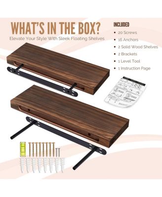 2 Pack 24" Solid Wood Floating Shelves