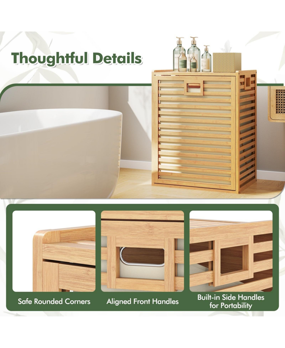 18 Gal Bamboo Tilt-out Laundry Hamper with Removable Fabric Bin