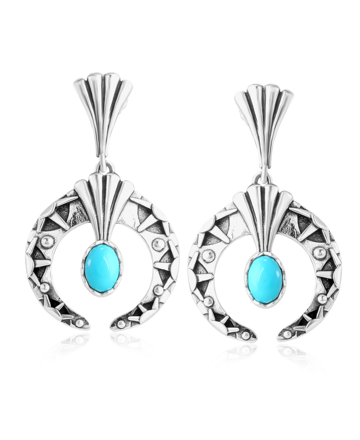 Sterling Silver Sleeping Beauty Turquoise Fritz Casuse Oval Gemstone Naja Earrings