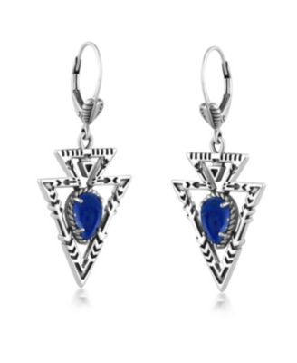 Sterling Silver Lapis Arrowhead Lever Back Earrings