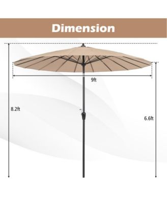 9 Feet Round Patio Umbrella with 18 Fiberglass Ribs