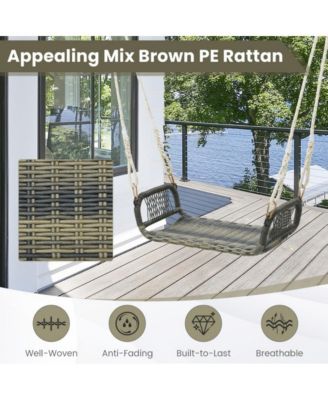 Wicker Porch Swing Seat with Cozy Armrests