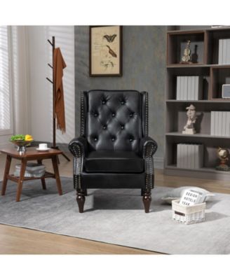 Pu Wood Frame Armchair, Modern Accent Chair Lounge Chair For Living Room