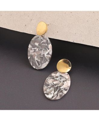 Women's Red Marble Drop Earrings