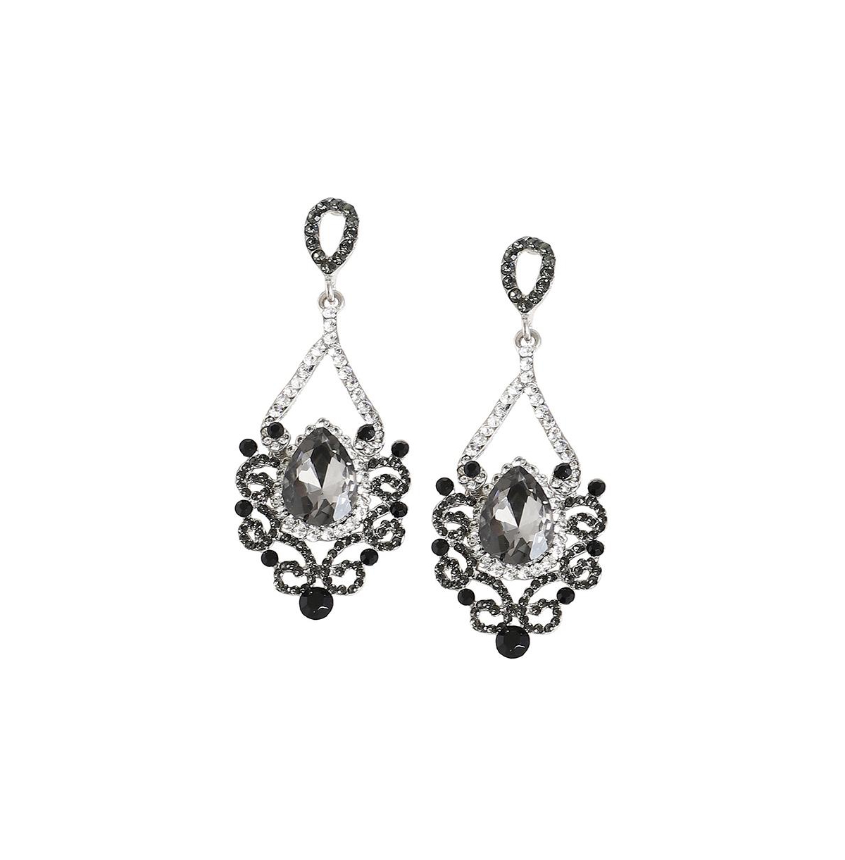 Women's Blue Dazzling Drop Earrings - Black