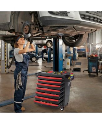 7-Drawer Metal Tool Box with Wheels &amp; Lock, Rolling Garage Storage Cabinet Tool Chest