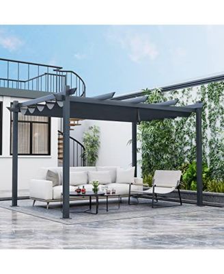 10 x 13 Feet Outdoor Aluminum Retractable Pergola Canopy Shelter