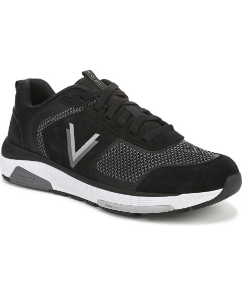 Мужские трикотажные туфли для ходьбы Vionic Walk Strider, цвет: Чёрный вязаный / Замшевый