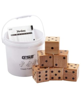 Gse Games Sports Expert 3.5 Inch Premium Oak Giant Yard Dice Set With Bucket Yardzee Farkle Scorecard.