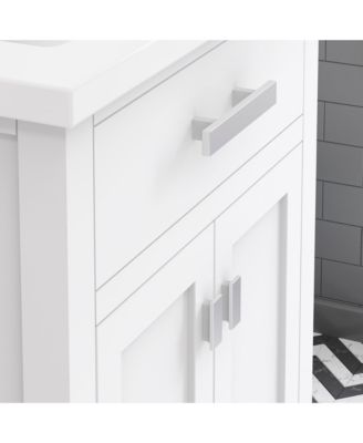 Myra Collection 24 in. Bathroom Vanity in Pure White with Ceramics Vanity Top in White - Vanity Only