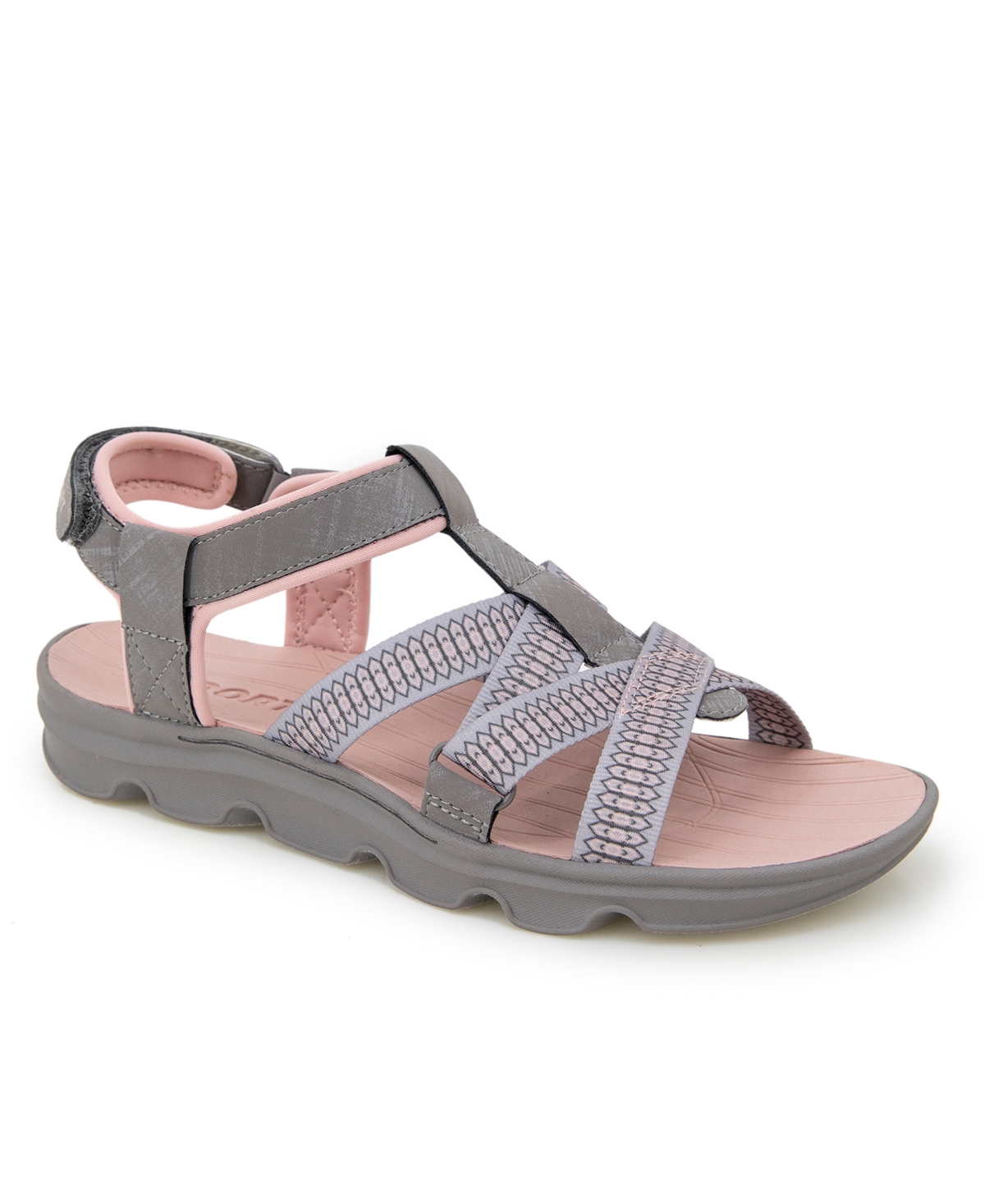 Women's Kaia Casual Flat Sandals - Gray, Pink