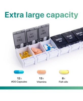 Weekly Pill Organizer 7 Day 2 Times A Day, AM PM Medicine Pill Box with Easy Push Button