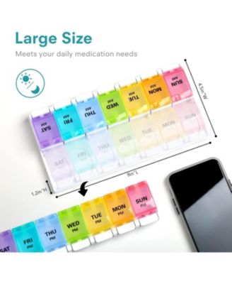 Weekly Pill Organizer 7 Day 2 Times A Day, AM PM Medicine Pill Box with Easy Push Button