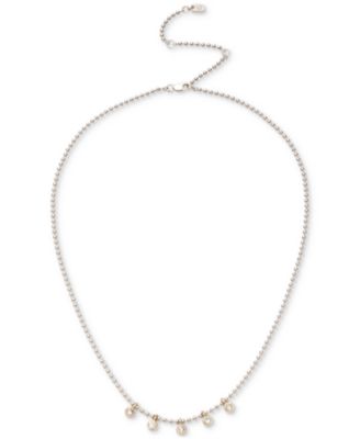 Two-Tone Cubic Zirconia Frontal Necklace, 16" + 3" extender