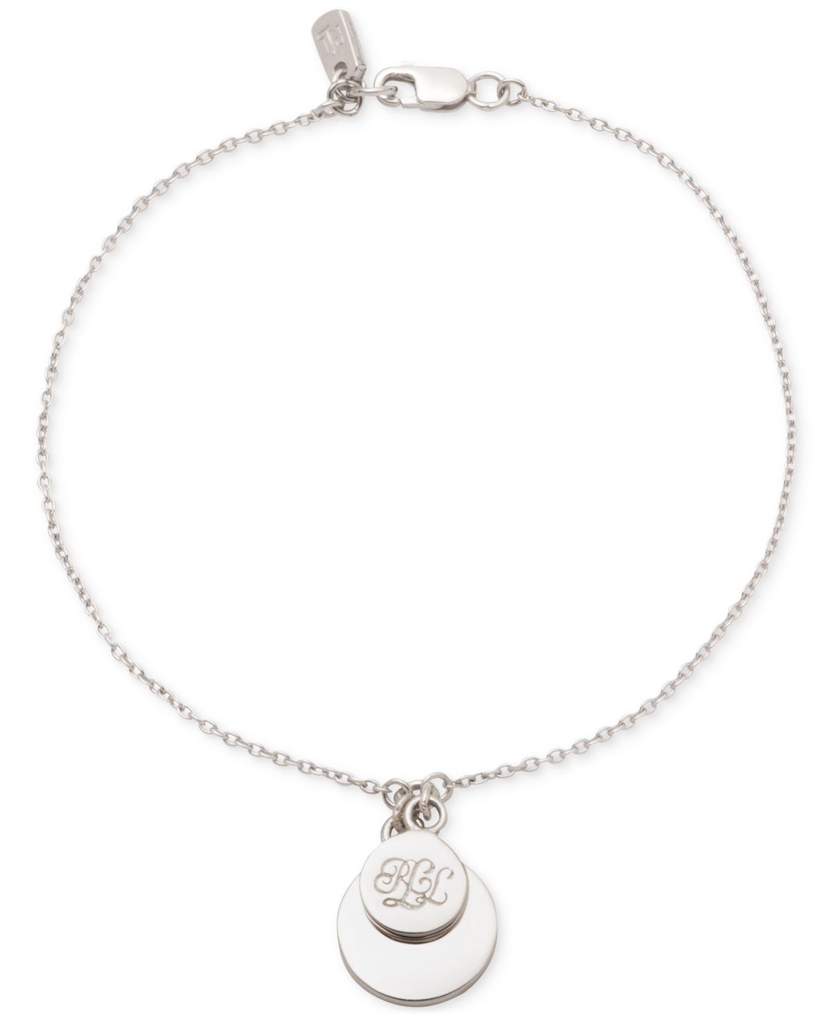 Sterling Silver Logo Coin Link Bracelet - Rhodium