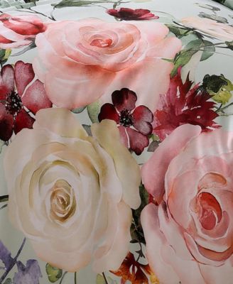 Rose on Misty Green 200 TC Cotton Sateen, Reversible 5 Pc. Comforter Set