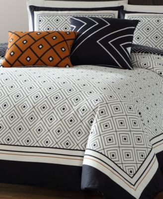 Geometric Black & White Bedding 220 Thread Count 100% Cotton Sateen 5 Piece Reversible King Comforter Set