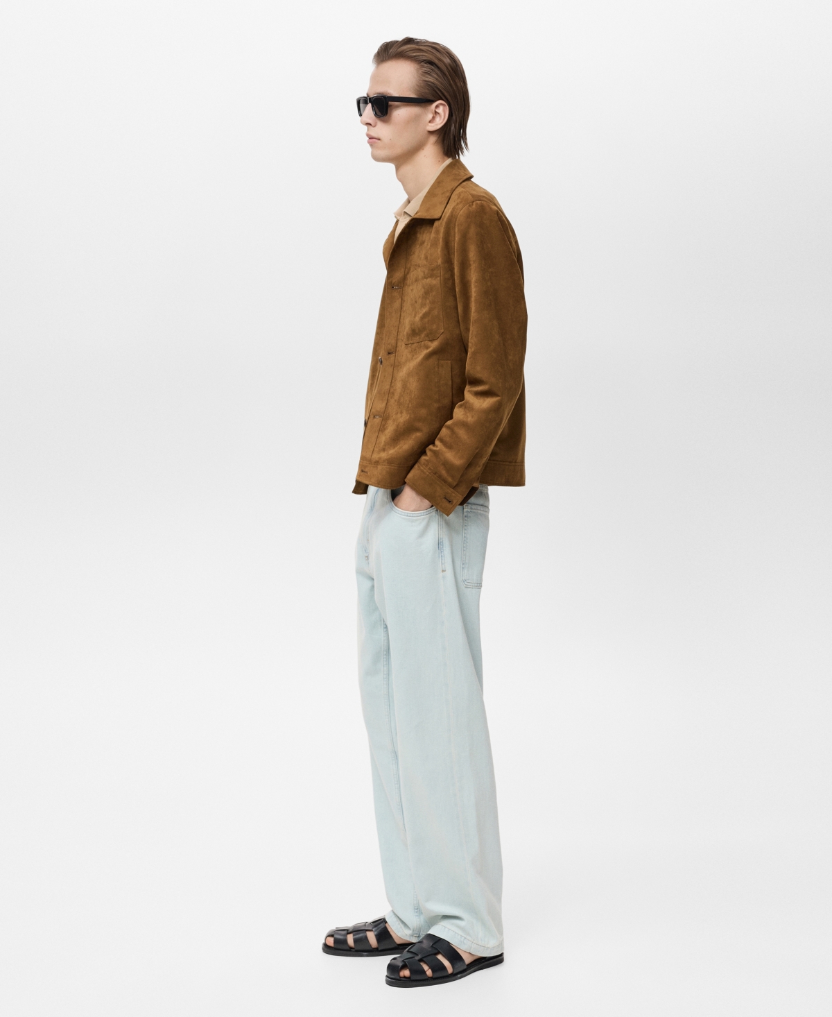 Mango Men's Suede Effect Overshirt In Brown