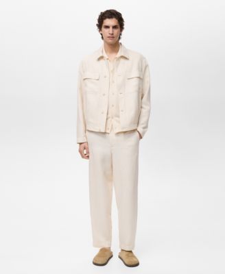 Men's Bowling-Style Linen Overshirt