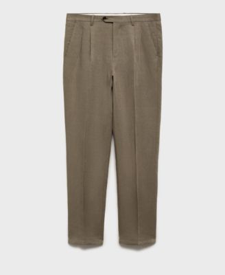 Men's Slim-Fit Pleated Linen Pants