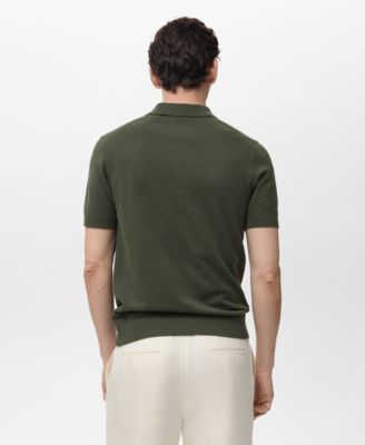 Men's Openwork Cotton Knitted Polo Shirt