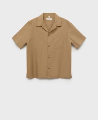 Men's Bowling Collar and Pocket Linen Shirt