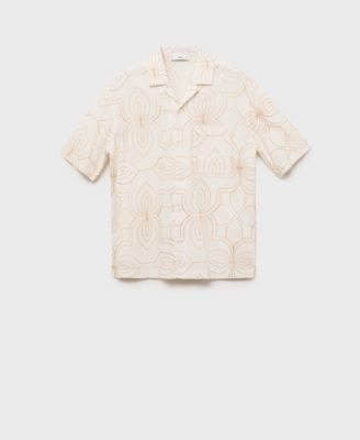 Men's Embroidered Bowling Collar Shirt