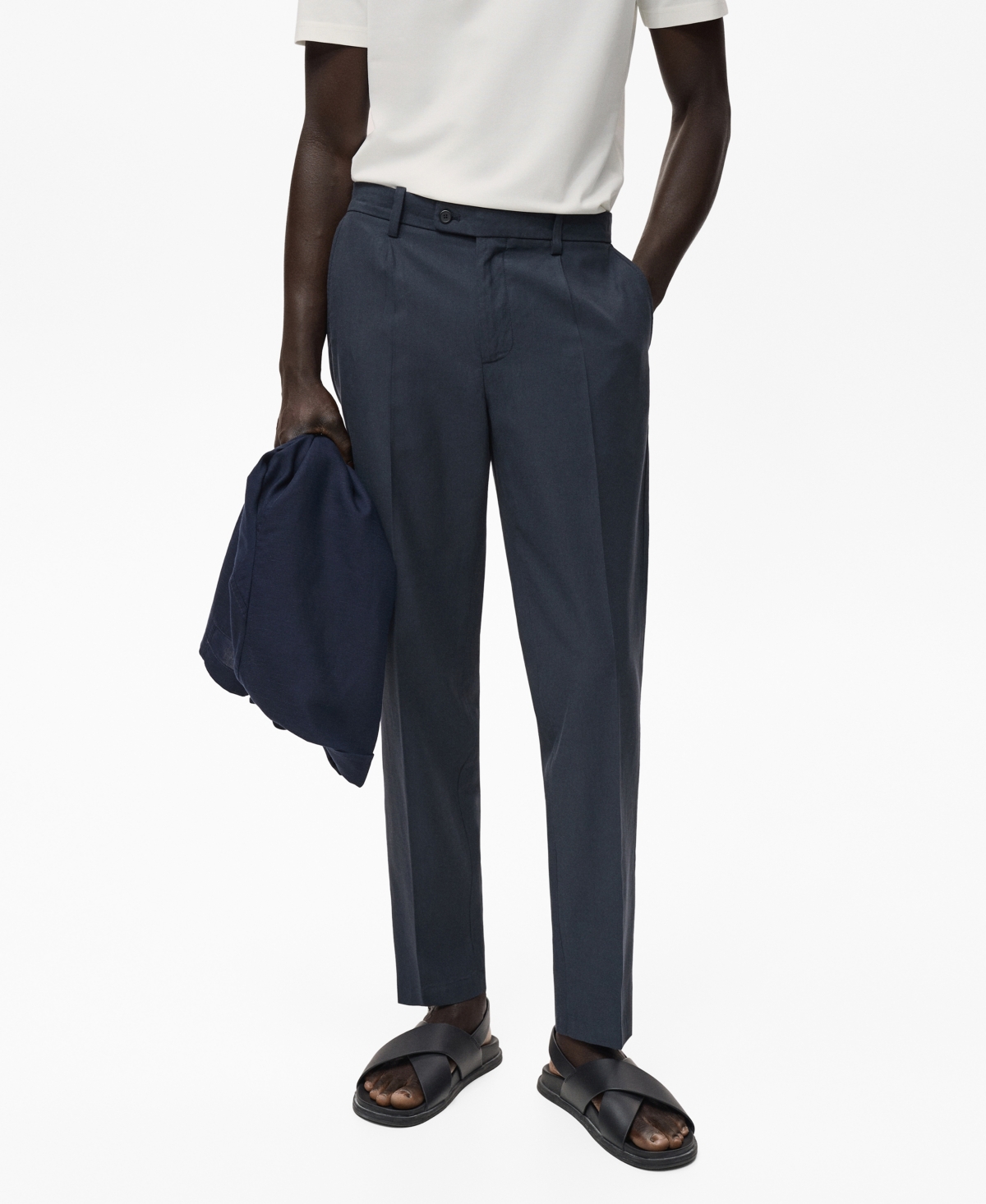 Men's Cotton Tapered Crop Pants - Navy