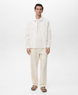 Men's Pockets Linen Overshirt