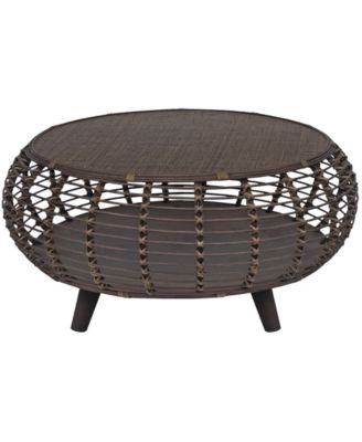 35" Java Rattan Handwoven Coffee Table