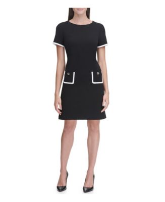 Tommy Hilfiger Women's Colorblocked Pocket Sheath Dress - Black, Ivory - 16