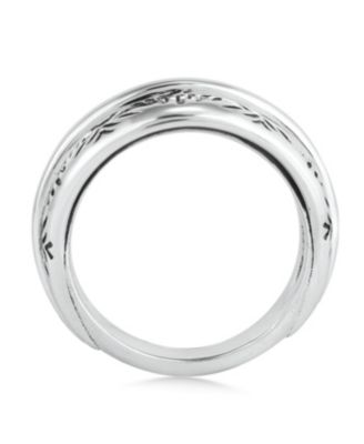 Sterling Silver Etched Fan Tapered Ring, Size 11