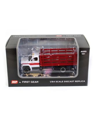 1/64 White & Red 1970s GMC 6500 Stake Truck, DCP By First Gear