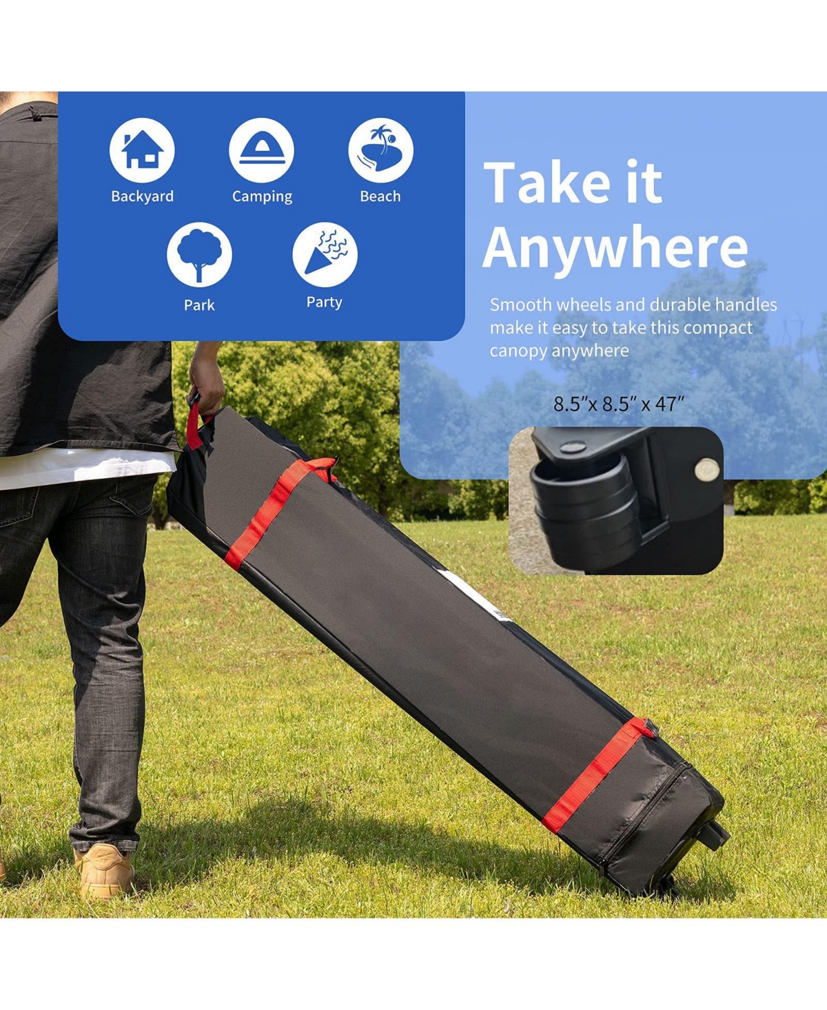 Mecale x 6.6 Feet Outdoor Pop-up Canopy Tent with Roller Bag