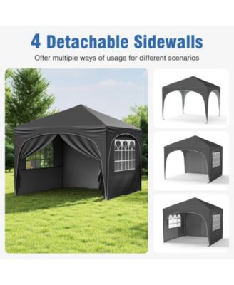 10 X 10 FT Pop up Canopy Tent with 4 Removable Sidewall