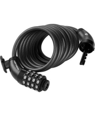 Bike Combination Lock - Heavy Duty Anti-Theft Cable Lock With 5-Digit Custom Combo - 6 Foot Coiled Cut Resistant Cable and Mounting Bracket