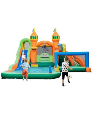 Kids Inflatable Water Slide Park w/735W Blower Basketball Rim Wet Dry Combo