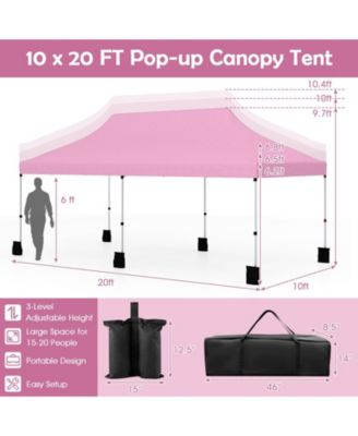 10 X 20 FT Pop up Canopy Tent Foldable Portable Outdoor Gazebo with Carry Bag
