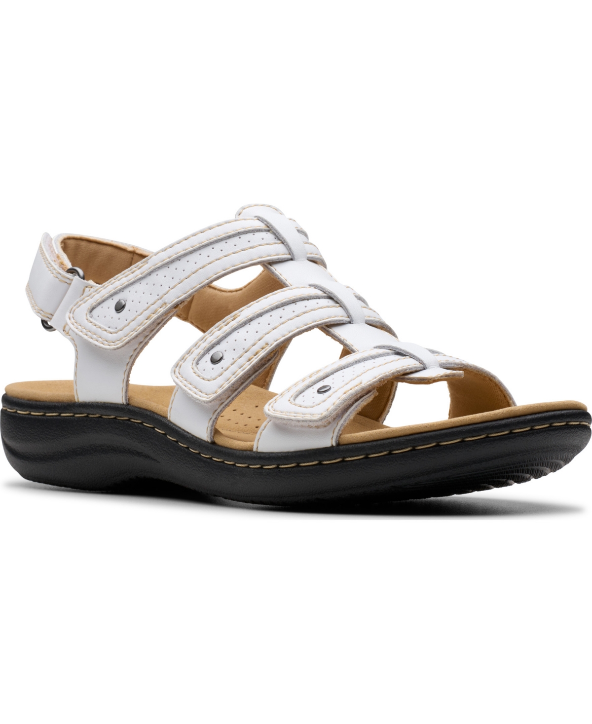 Women's Collection Laurieann Ivy Rip Tape Sandals - White Leather