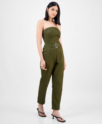 Women's Strapless Belted Utility Jumpsuit