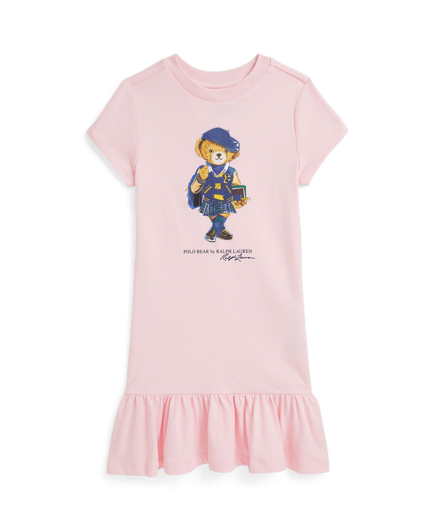 Платье Polo Ralph Lauren Polo Bear Jersey Dress для девочек, цвет: Розовый — фото 1