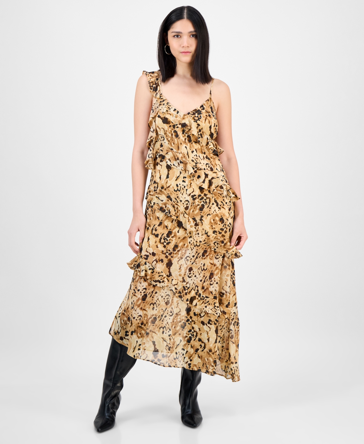Women's Sleeveless Leopard-Print Sleeveless Dress, Exclusively at Macy's - Marble Leopard