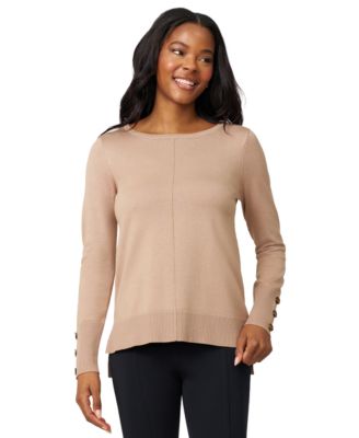 Women's Button-Cuff Lightweight Tunic Sweater